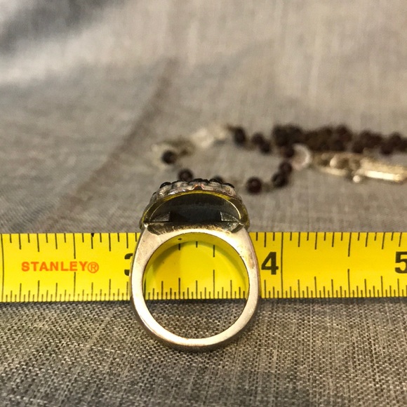 H&M statement ring silver tone and black glass - Picture 5 of 6